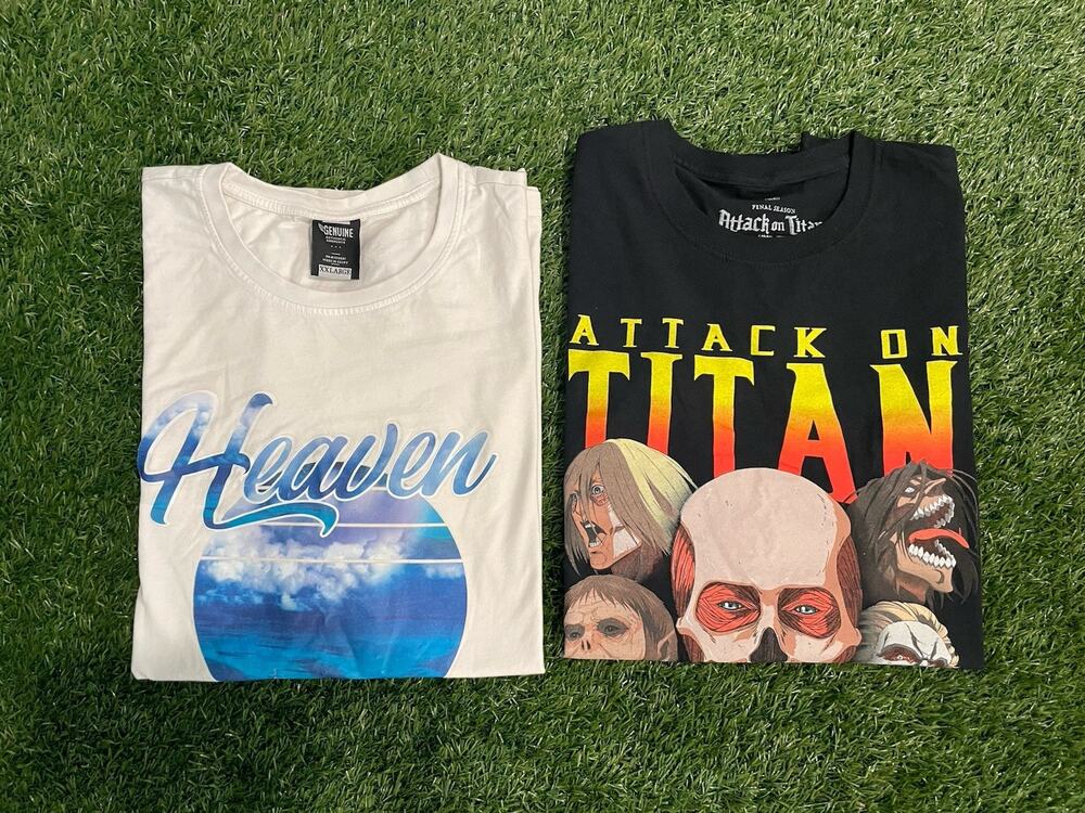 Mens Graphic T Shirt Bundle Lot Size XXL 2X Attack On Titan Anime Heaven Tee 2pc